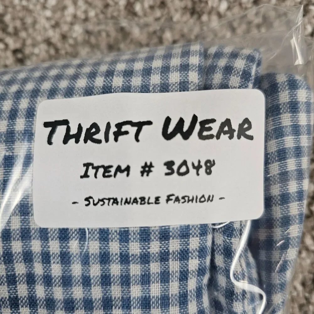J Crew Shirt Mens Medium Blue Linen Gingham Check OVERSIZED Long Sleeve Oarsman